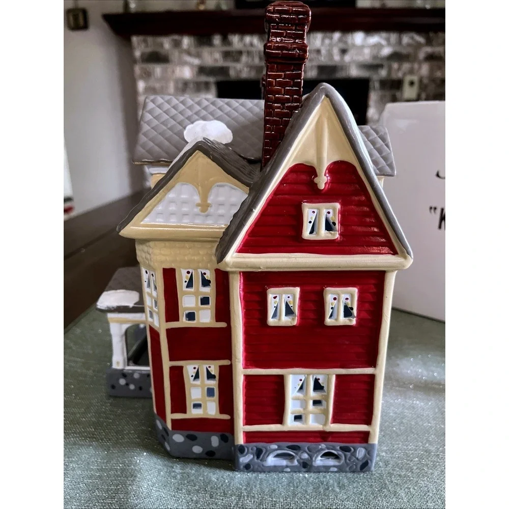 Department 56 Snow Village 1989 Kenwood House #5054-7 Plus Bonus Man On Ladder